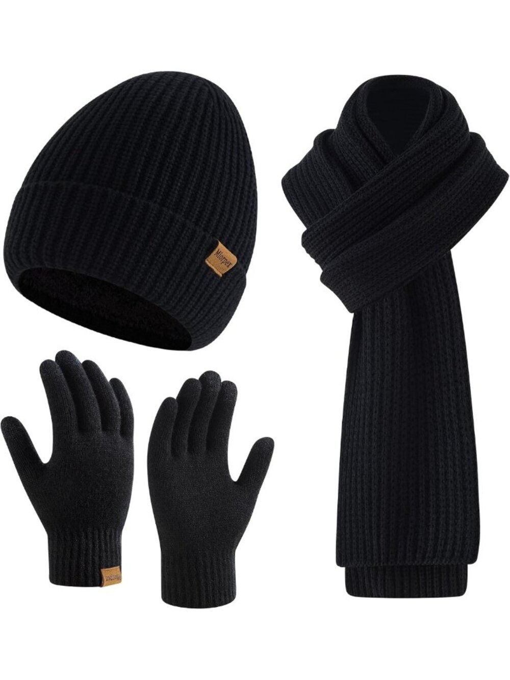 Cozy Winter Beanie, Touchscreen Gloves & Fleece-Lined Scarf Set for Men & Women